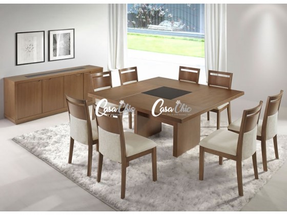 Conjunto Mesa de Jantar Lexo Giba com 08 Cadeiras 1.40 x 1.40 Quadrada